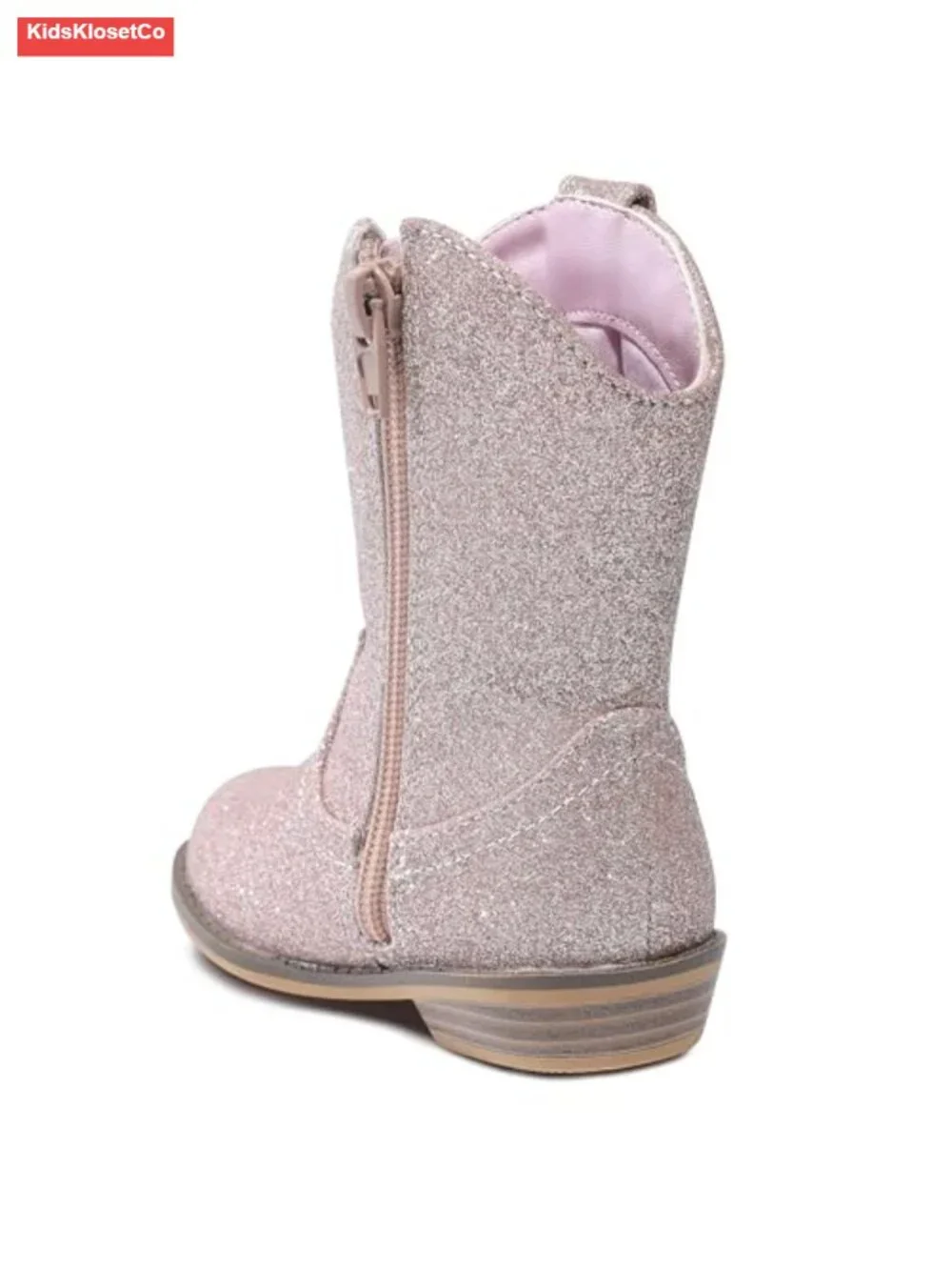 Mid Calf Cowgirl Boots Faux Leather Pull-On Riding Shoes